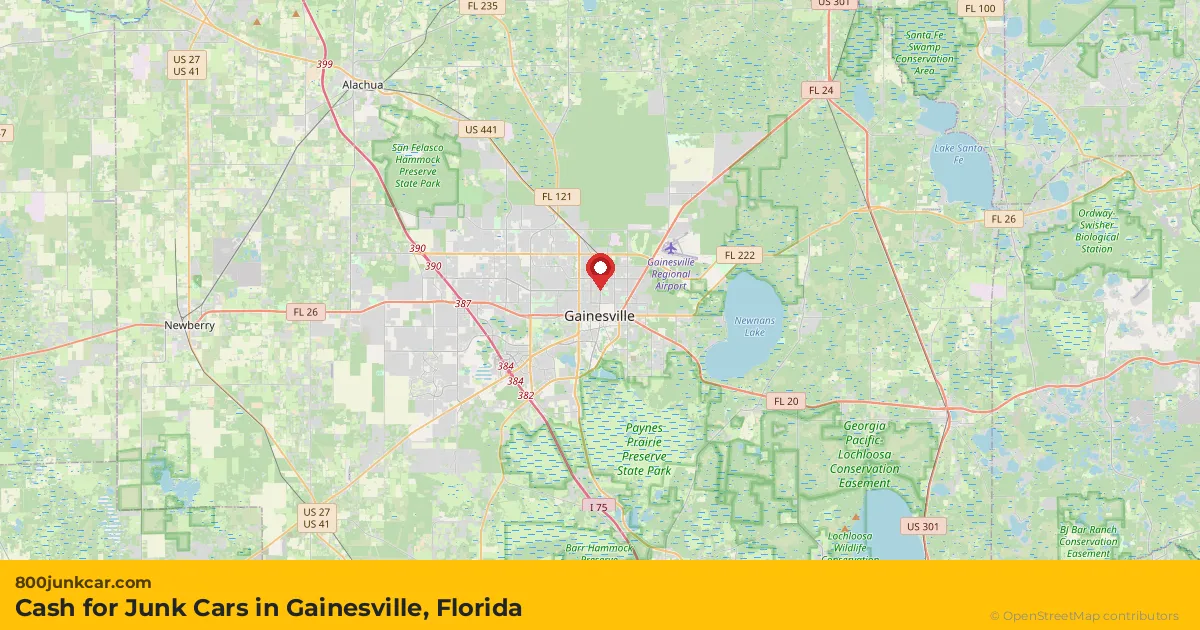 Gainesville, FL service area map