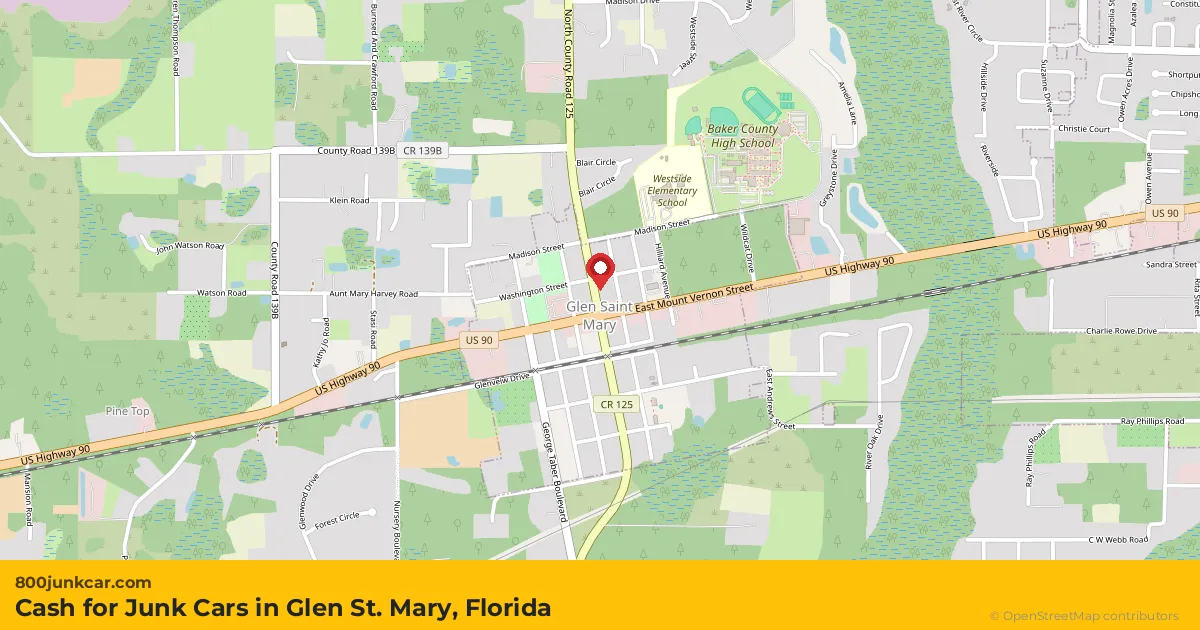 Glen St. Mary, FL service area map