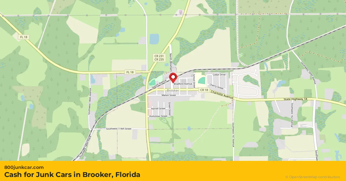 Brooker, FL service area map