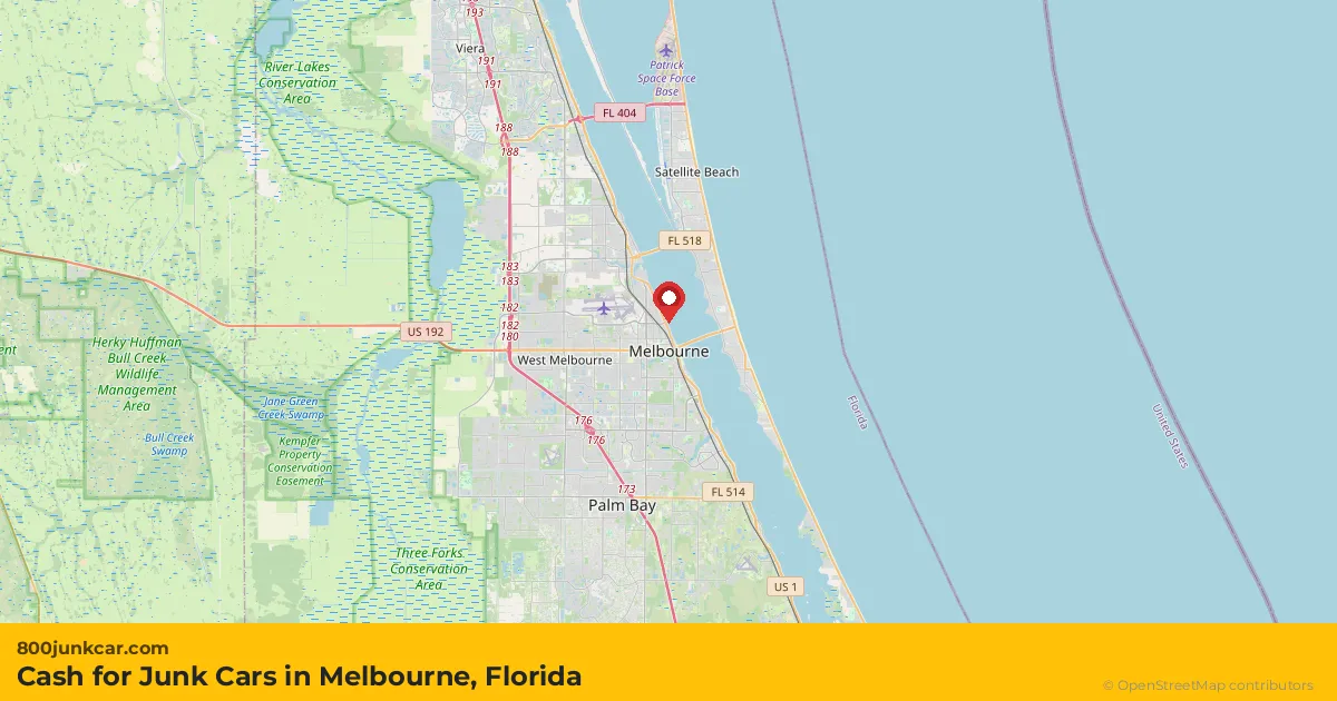 Melbourne, FL service area map