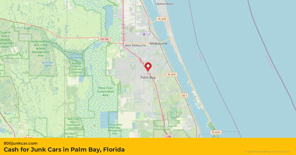 Palm Bay, FL service area map