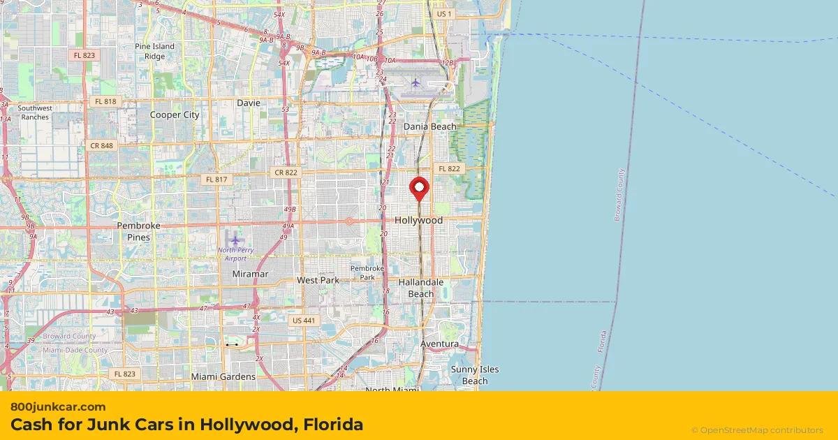Hollywood, FL service area map