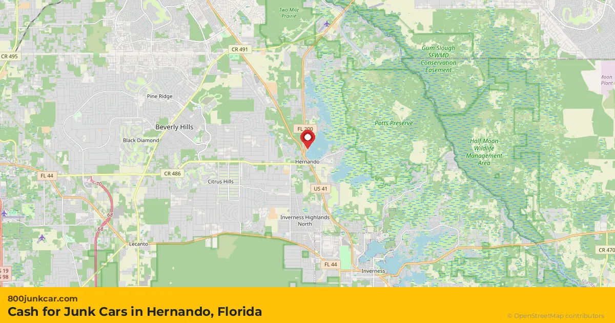 Hernando, FL service area map