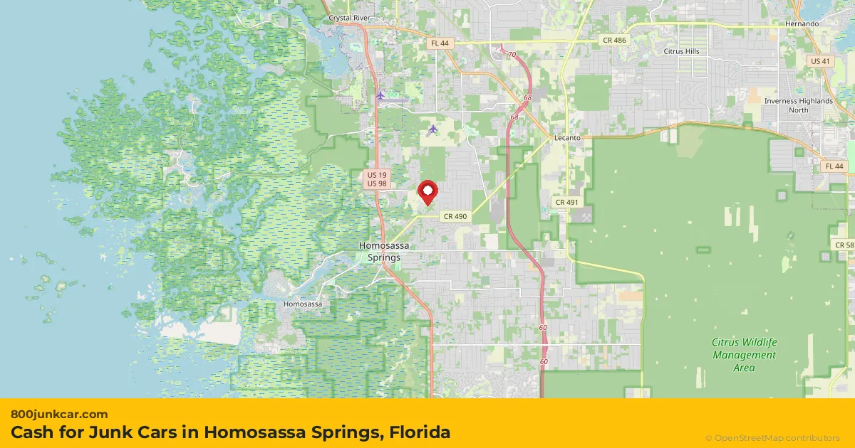 Homosassa Springs, FL service area map