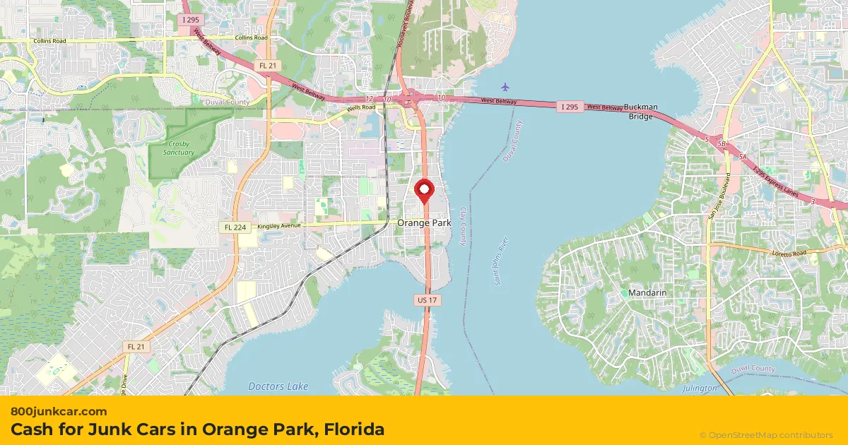 Orange Park, FL service area map