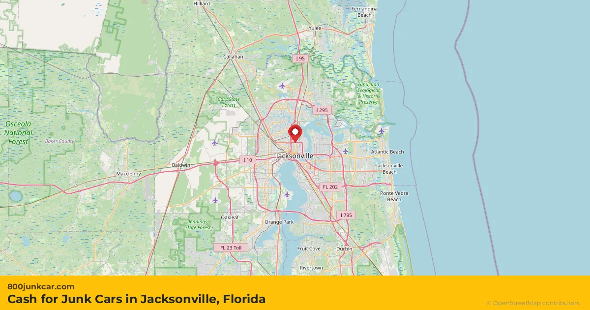 Jacksonville, FL service area map