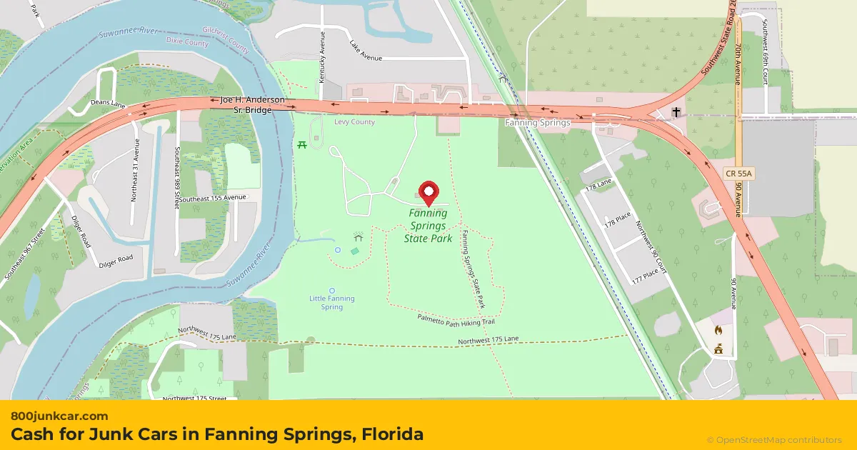 Fanning Springs, FL service area map
