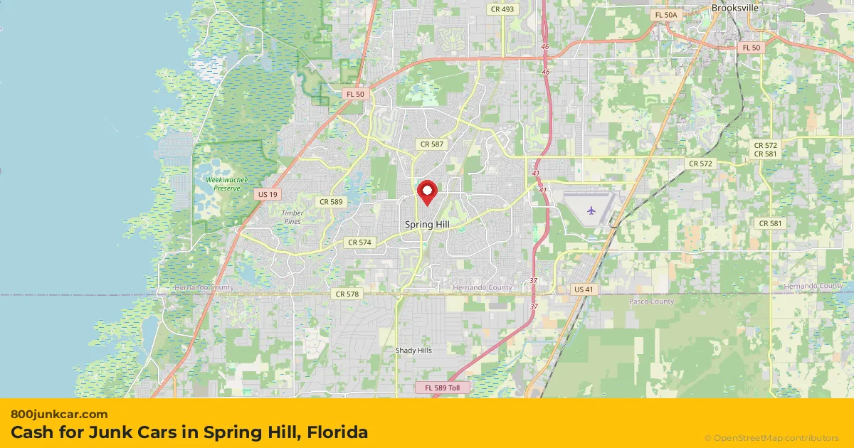 Spring Hill, FL service area map