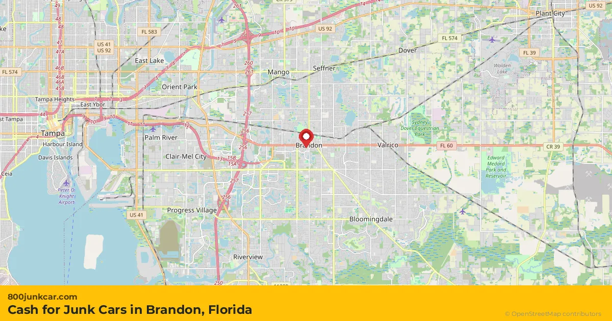 Brandon, FL service area map