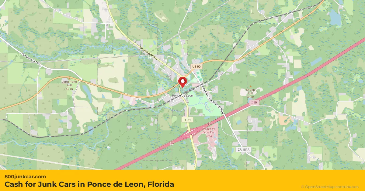 Ponce de Leon, FL service area map