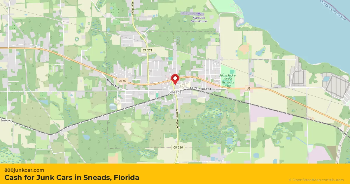 Sneads, FL service area map