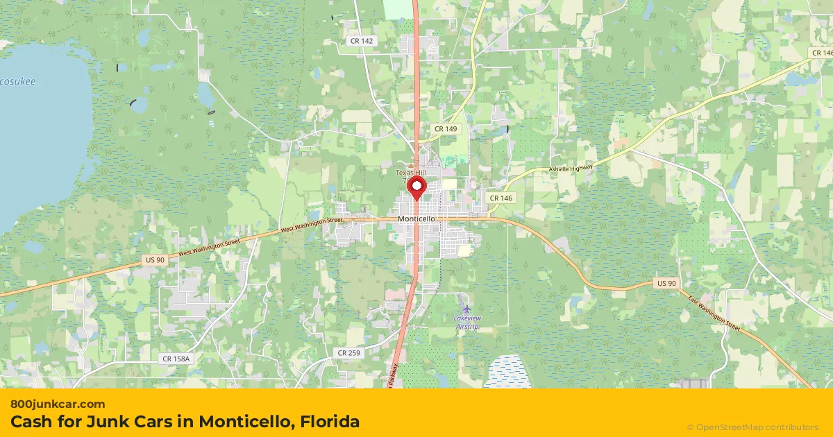 Monticello, FL service area map