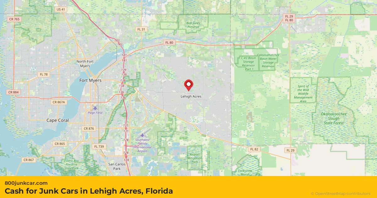 Lehigh Acres, FL service area map