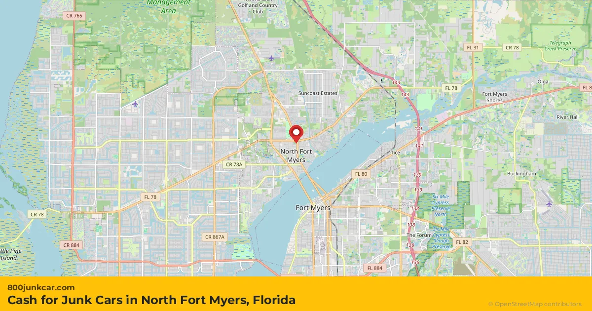 North Fort Myers, FL service area map