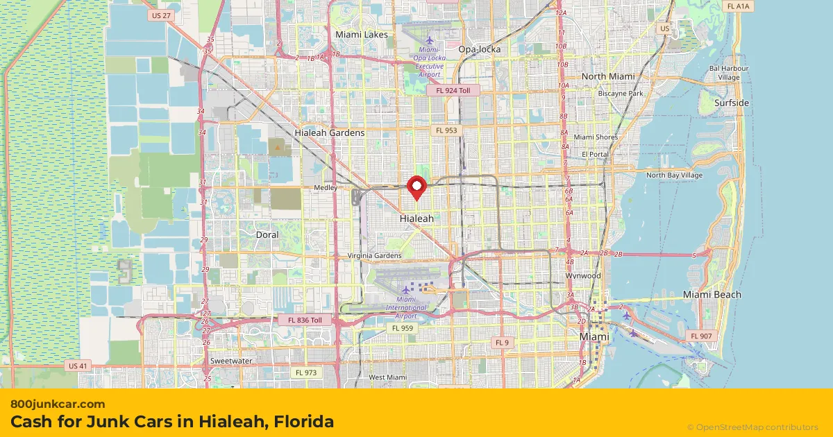 Hialeah, FL service area map