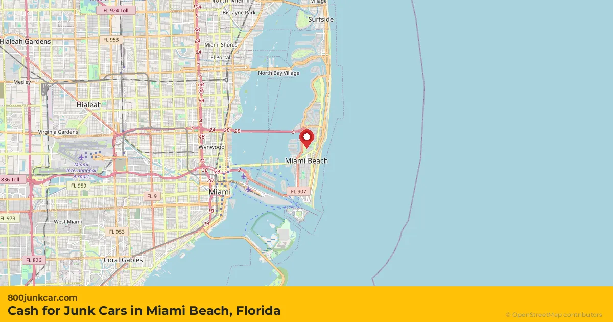 Miami Beach, FL service area map