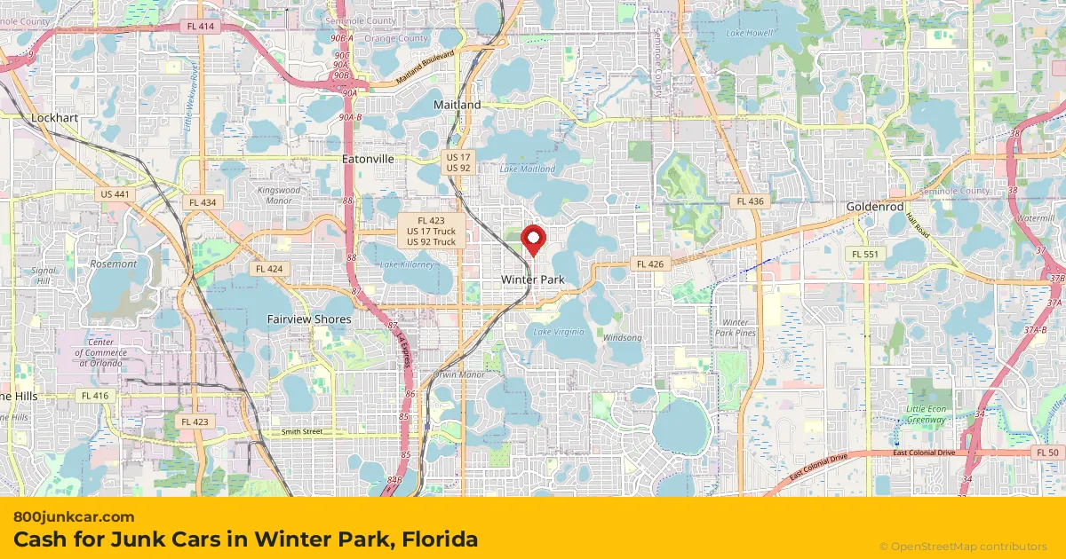 Winter Park, FL service area map
