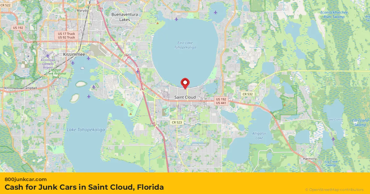Saint Cloud, FL service area map