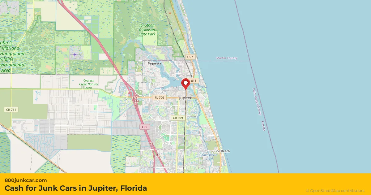 Jupiter, FL service area map