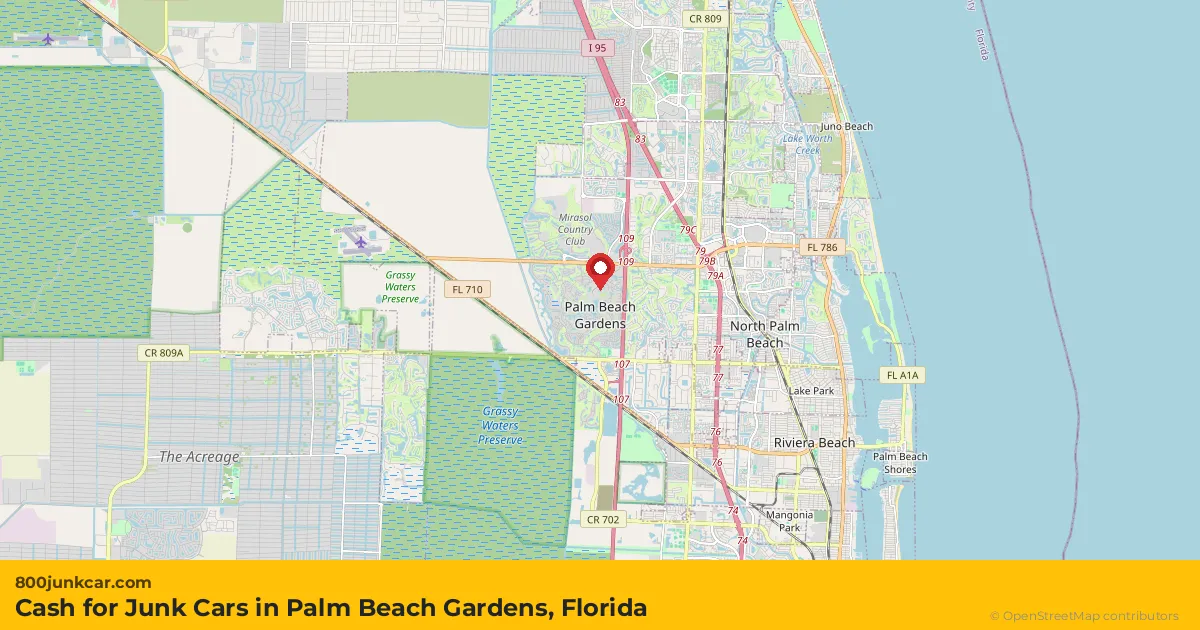 Palm Beach Gardens, FL service area map