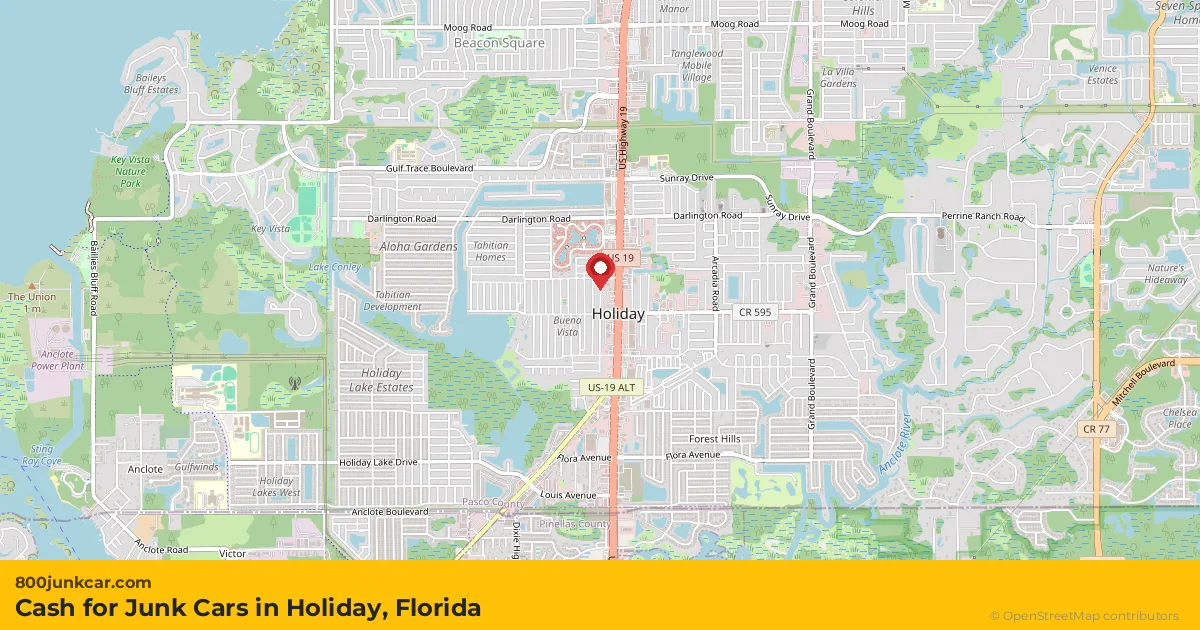 Holiday, FL service area map