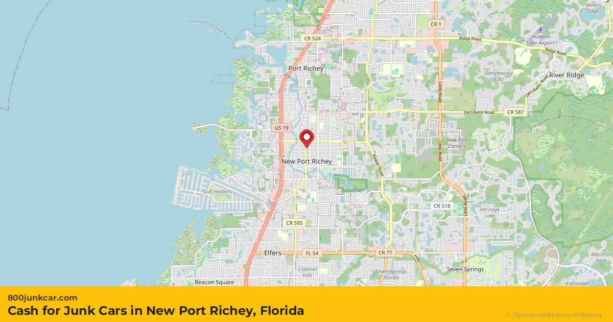 New Port Richey, FL service area map