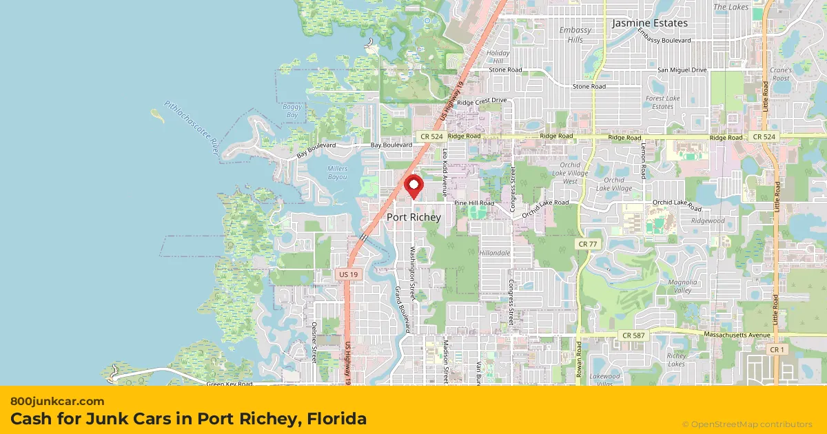 Port Richey, FL service area map