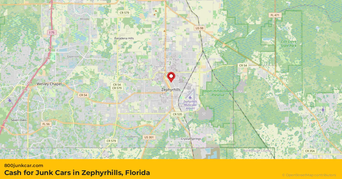 Zephyrhills, FL service area map