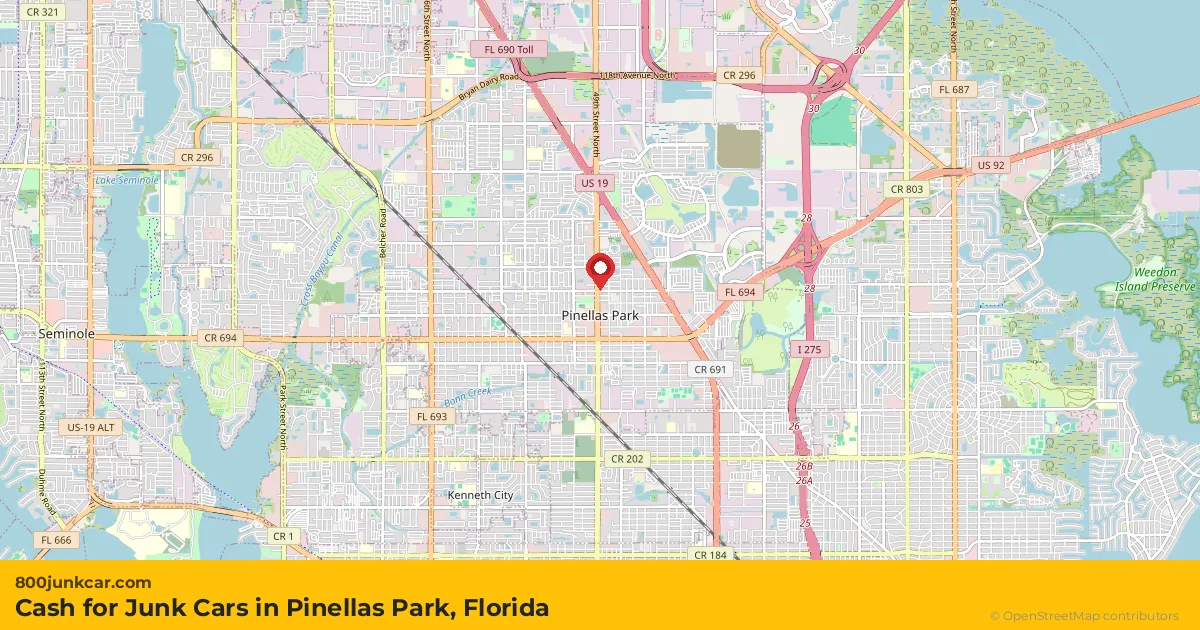 Pinellas Park, FL service area map