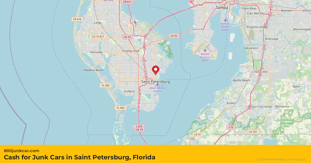 Saint Petersburg, FL service area map