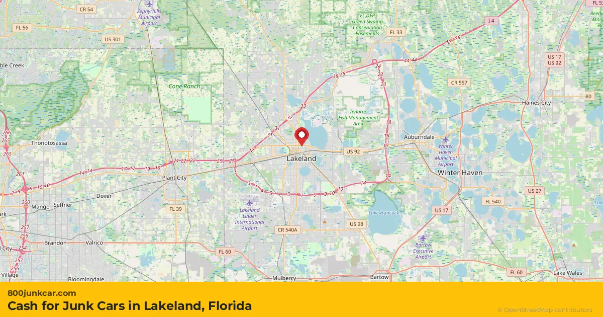 Lakeland, FL service area map