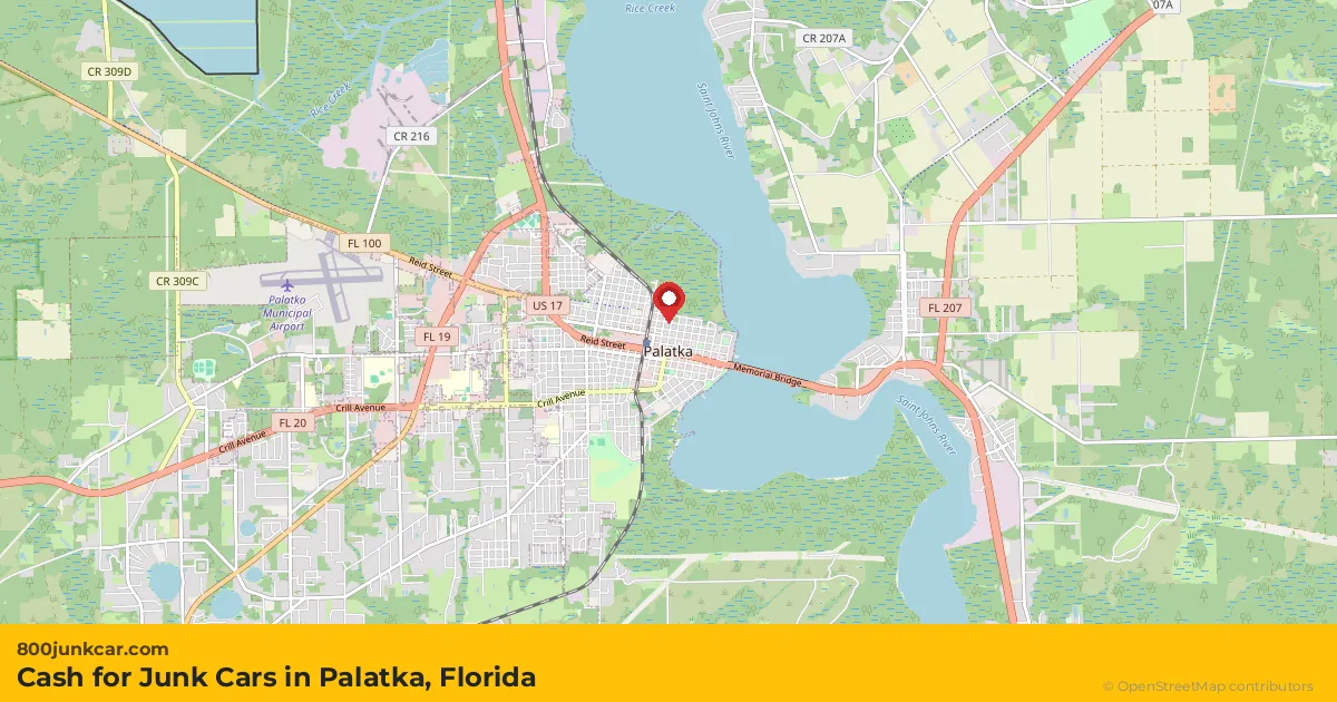 Palatka, FL service area map