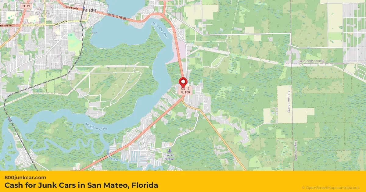 San Mateo, FL service area map