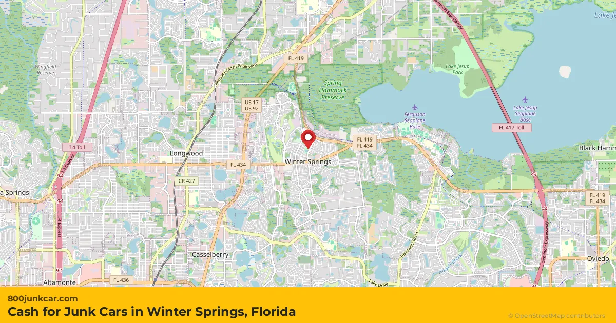 Winter Springs, FL service area map