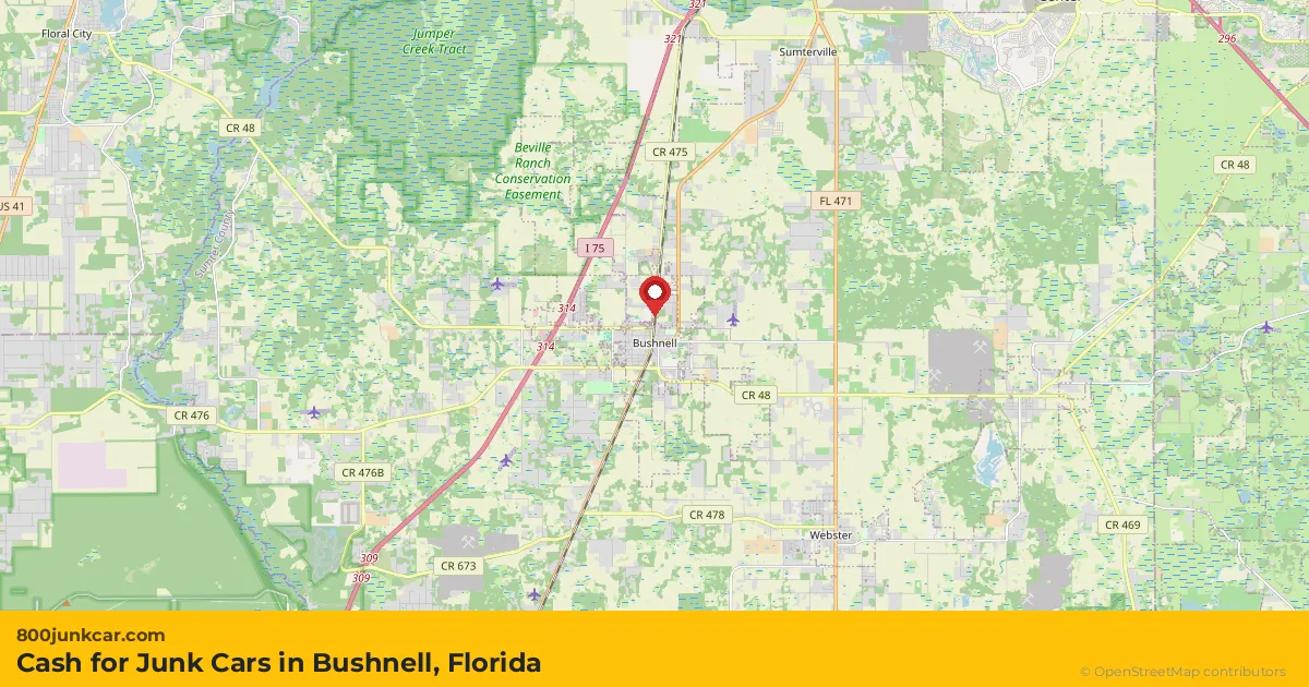 Bushnell, FL service area map