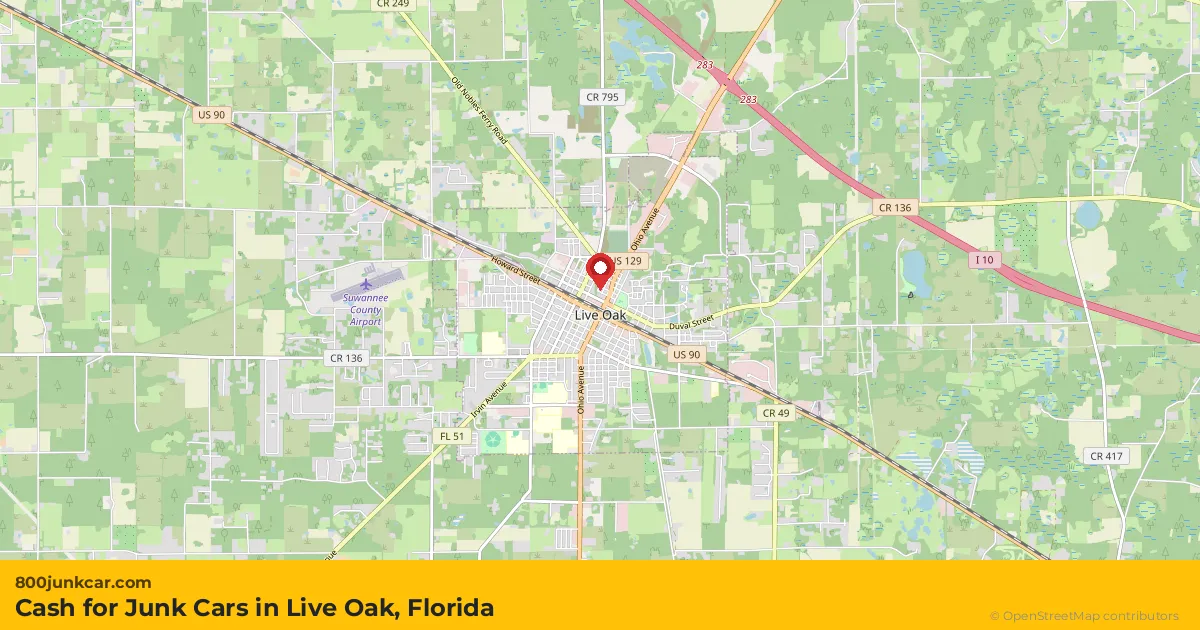 Live Oak, FL service area map