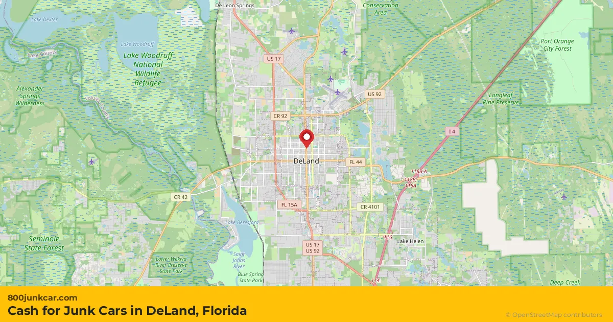 DeLand, FL service area map