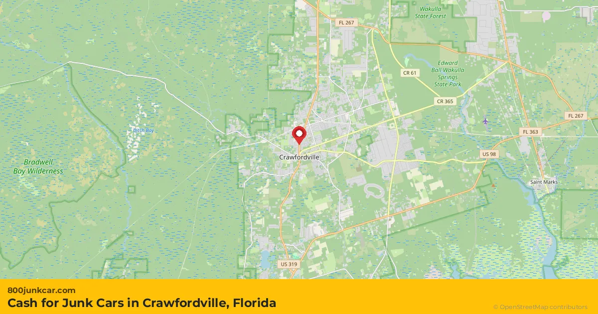 Crawfordville, FL service area map