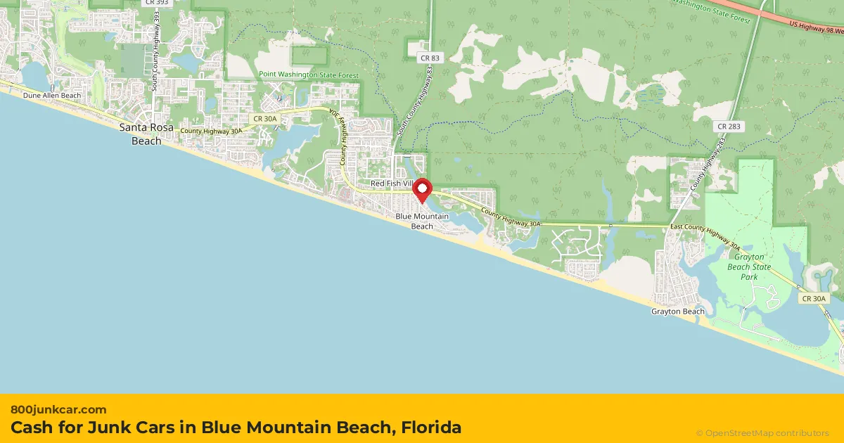 Blue Mountain Beach, FL service area map