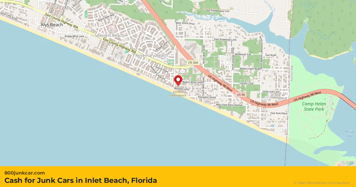 Inlet Beach, FL service area map
