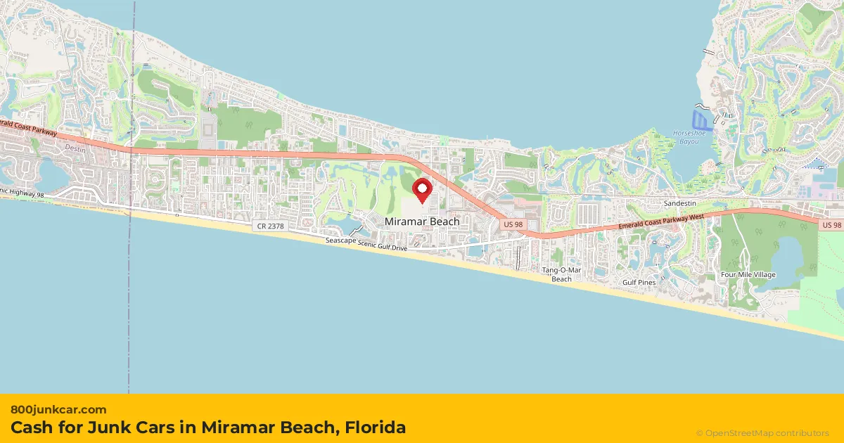 Miramar Beach, FL service area map