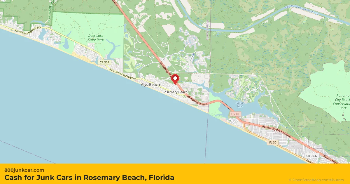 Rosemary Beach, FL service area map