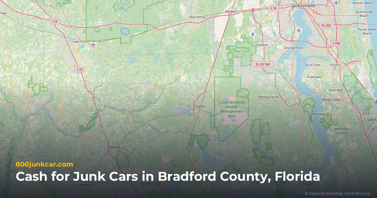 Bradford County, FL service area map