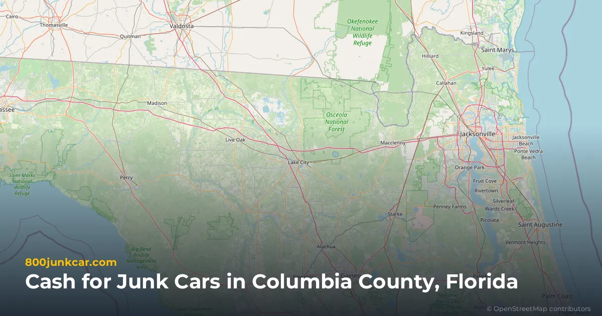 Columbia County, FL service area map