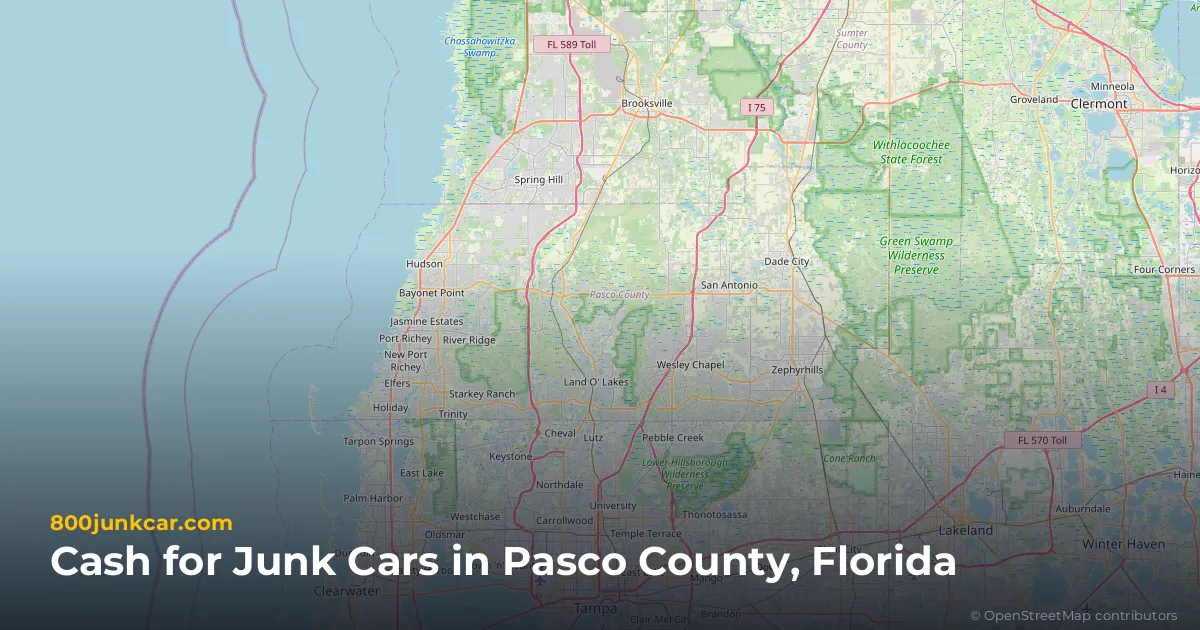 Pasco County, FL service area map